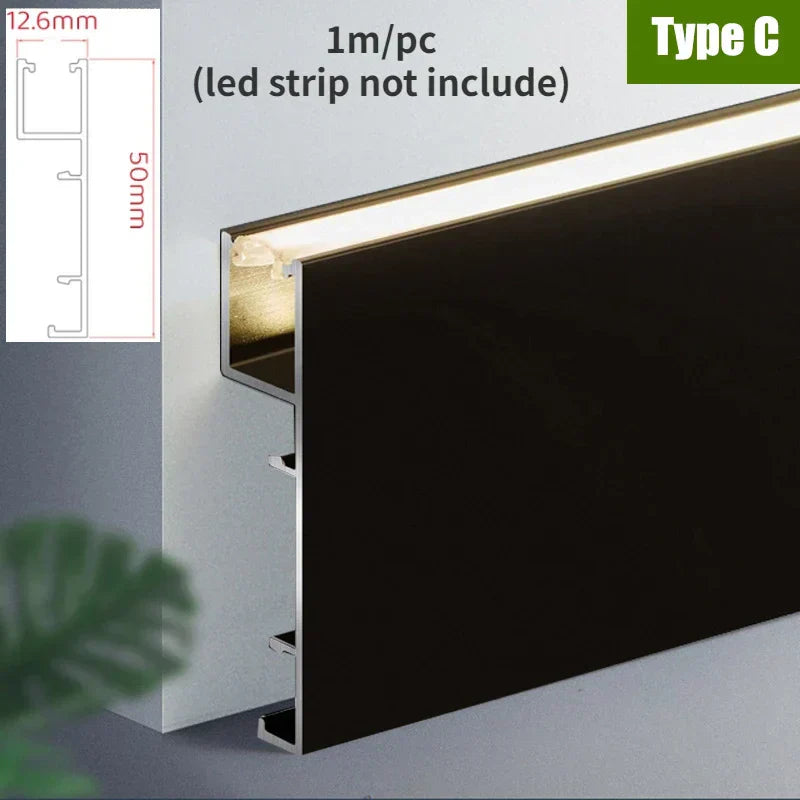 DecorBites™ 5cm LED Aluminium Profile Baseboard for Surface Mounted Linear Lighting