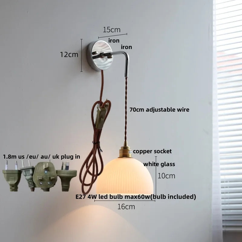DecorBites™ Ceramic LED Wall Lamp with Pull Chain Switch, Adjustable Stair Light Sconce
