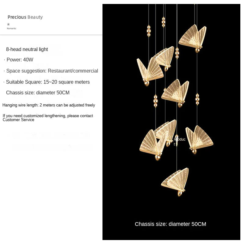 DecorBites™ Butterfly Pendant Lamps: Modern Luxury Staircase Bedroom Decor Fixtures