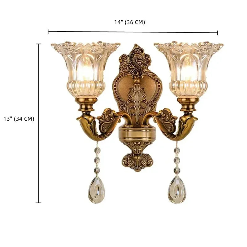 DecorBites™ Crystal Glass Dual Head Wall Lamp - European Retro Style