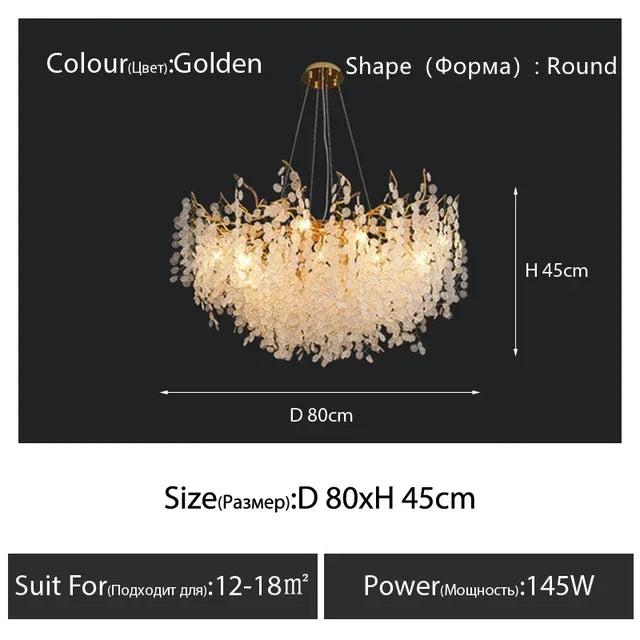 DecorBites™ Gold Chandelier Glass Pendant Lamp for Home Decor - Modern Luxury Lighting
