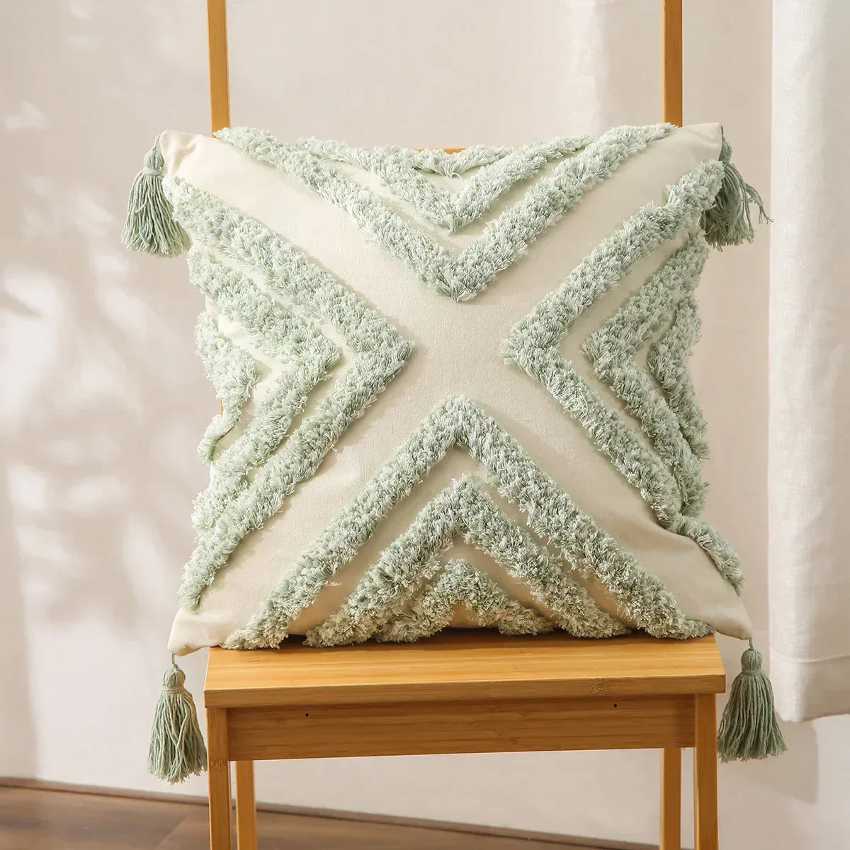 DecorBites™ Boho Geometric Tufted Cushion Cover Cotton Canvas Pillow Covers