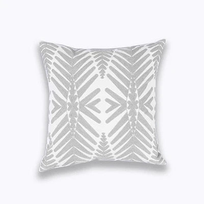 DecorBites™ Geometric Embroidered Cushion Cover Light Grey Cotton 45x45cm