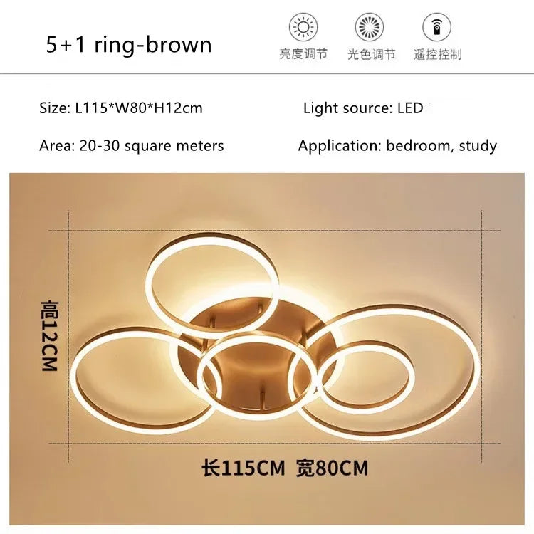 DecorBites™ LED Round Ceiling Chandelier for Modern Living Room, Bedroom, Restaurant - Circle Rings Lighting Fixture