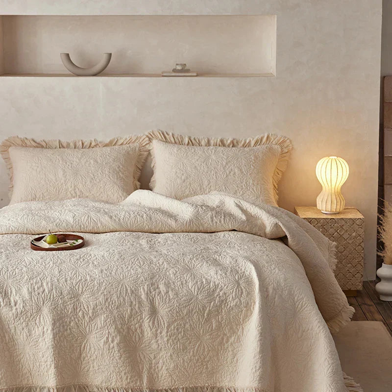 DecorBites™ Cotton Quilted Bedspread Set with Pillowcase - Versatile & Summer-Ready