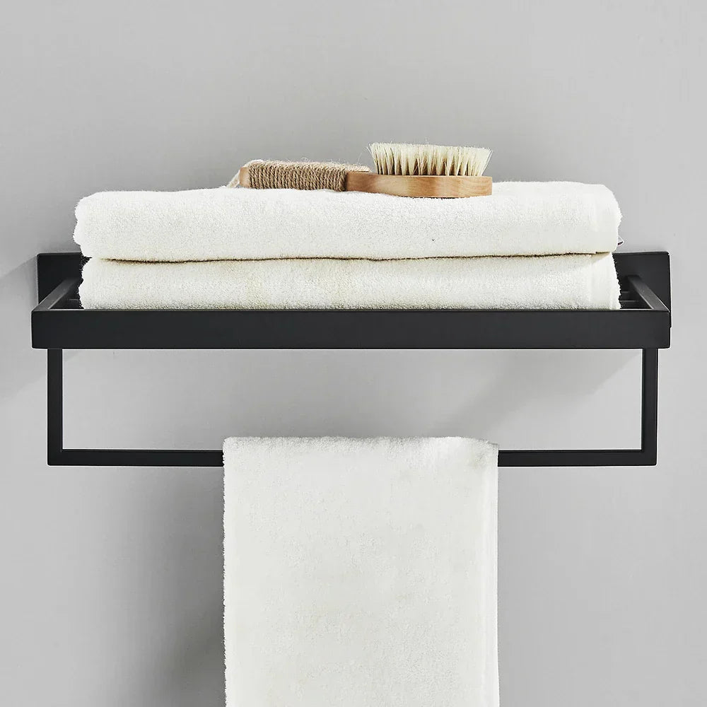 DecorBites™ Black Towel Rack Bar 40cm SUS304 Modern Gold Cloth Holder Wall Mounted
