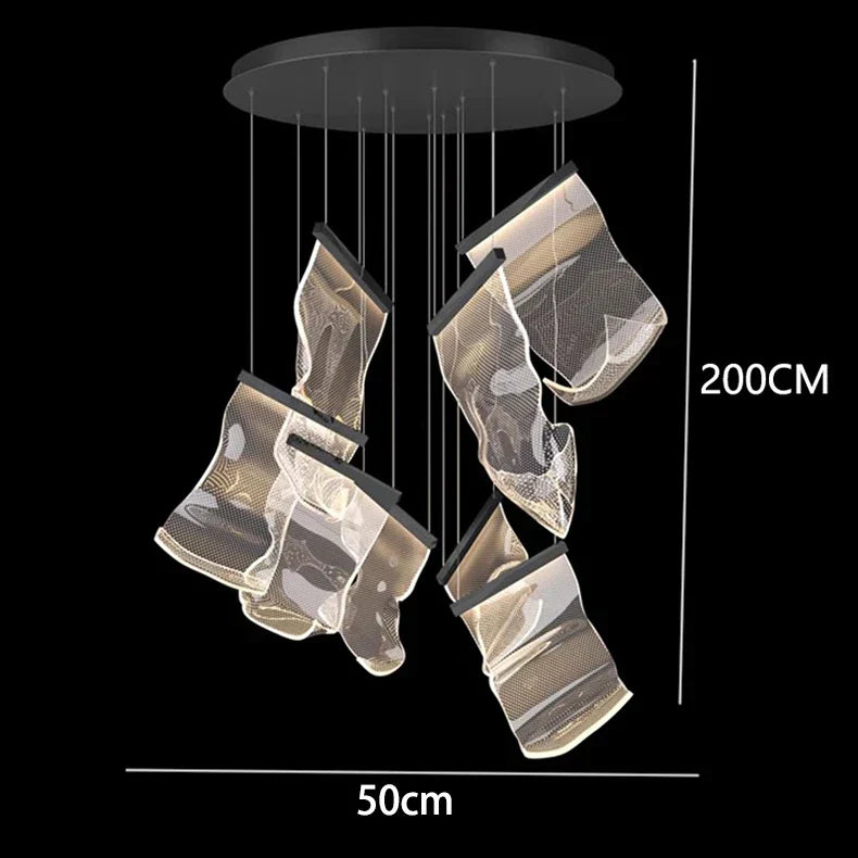 DecorBites™ Crystal Chandelier Stair Pendant Living Room Lighting Modern Interior Pendant Lights