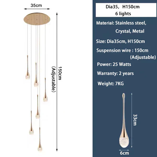 DecorBites™ Crystal Staircase Chandelier for Luxe Home Decor
