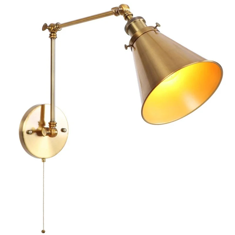 DecorBites™ LED Long Arm Wall Lamp with Pull Chain Switch for Home Hotel Bathroom