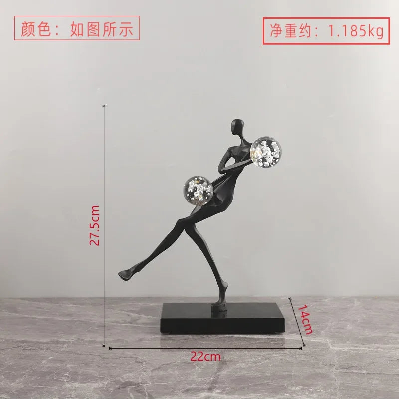 DecorBites™ Golden Man Dancing Crystal Ball Acrobatic Sculpture Figure for Home Decor