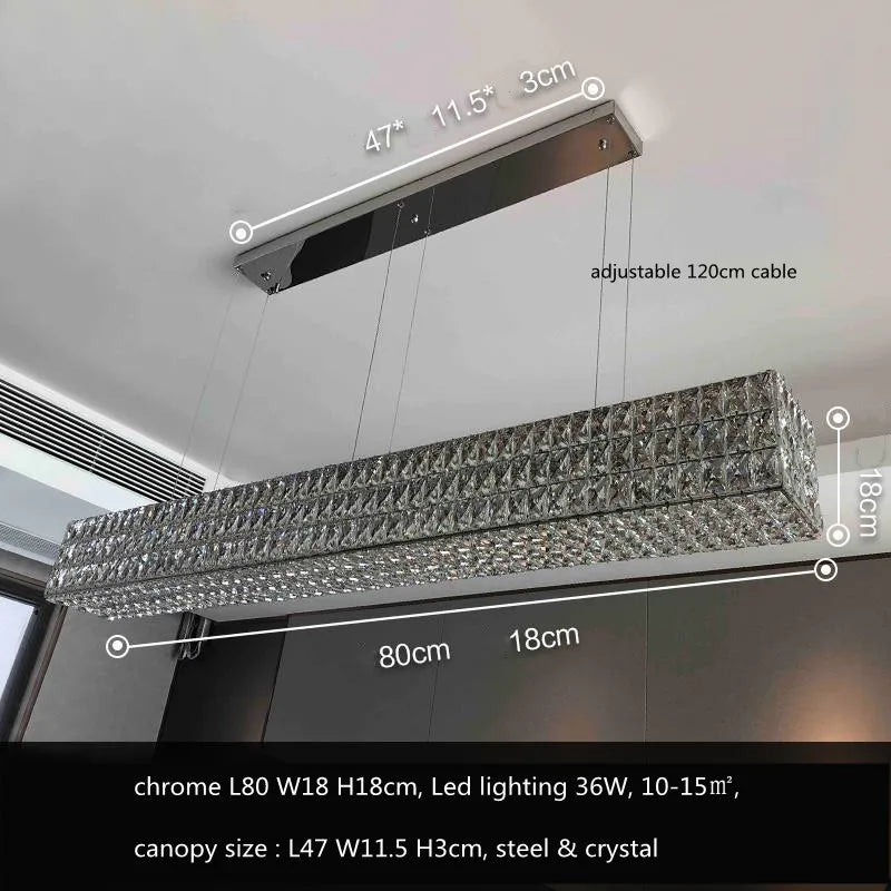 DecorBites™ Crystal LED Pendant Light: Luxury Steel Hanging Lamp for Modern Foyer, Dining Room