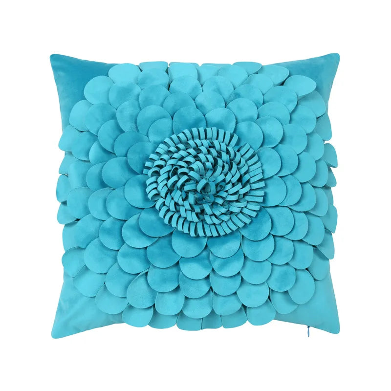 DecorBites™ 3D Blue Floral Velvet Cushion Cover 30x50/45x45CM - Small Daisy Sunflower Pillowcase
