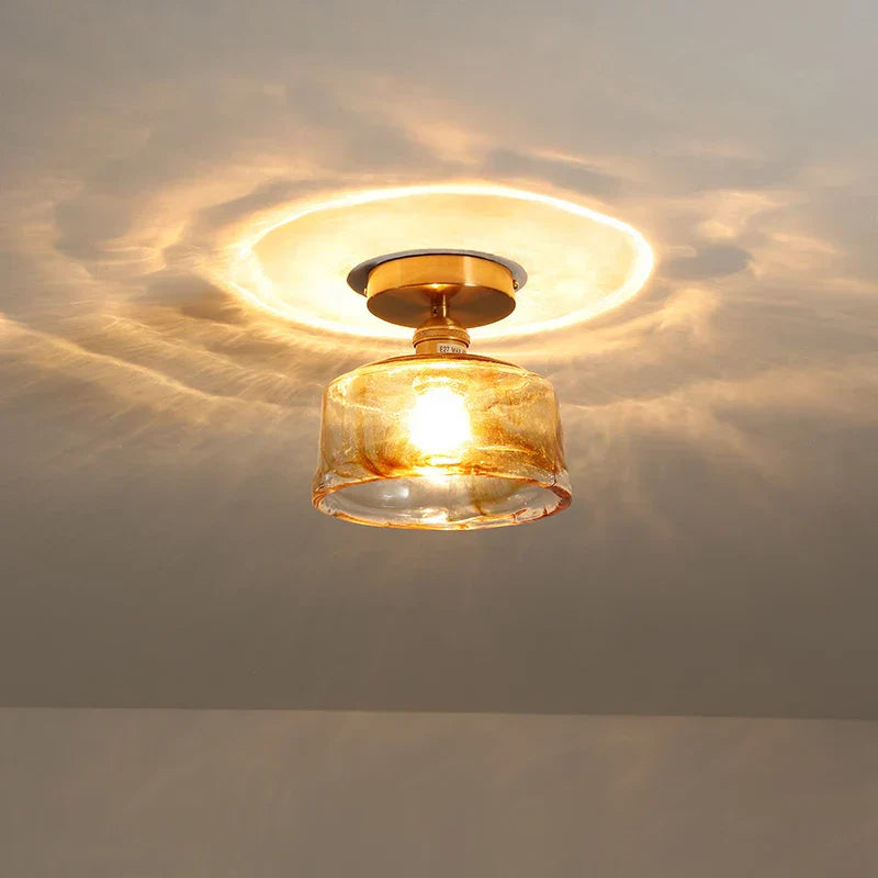 DecorBites™ Amber Glass LED Ceiling Lights Modern Home Lighting Copper Socket