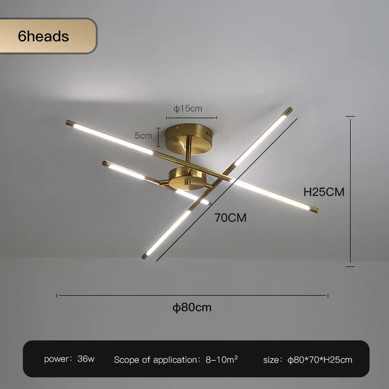 DecorBites™ Gold LED Ceiling Chandelier for Living Room Bedroom Kitchen - Dimmable Pendant Light