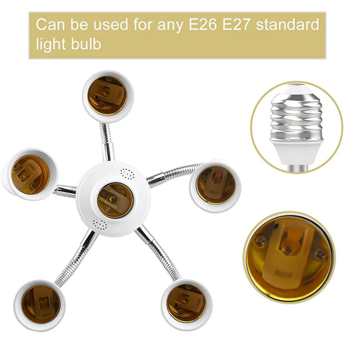 DecorBites™ 6-in-1 E26 E27 Light Splitter Socket Adapter for LED Bulbs