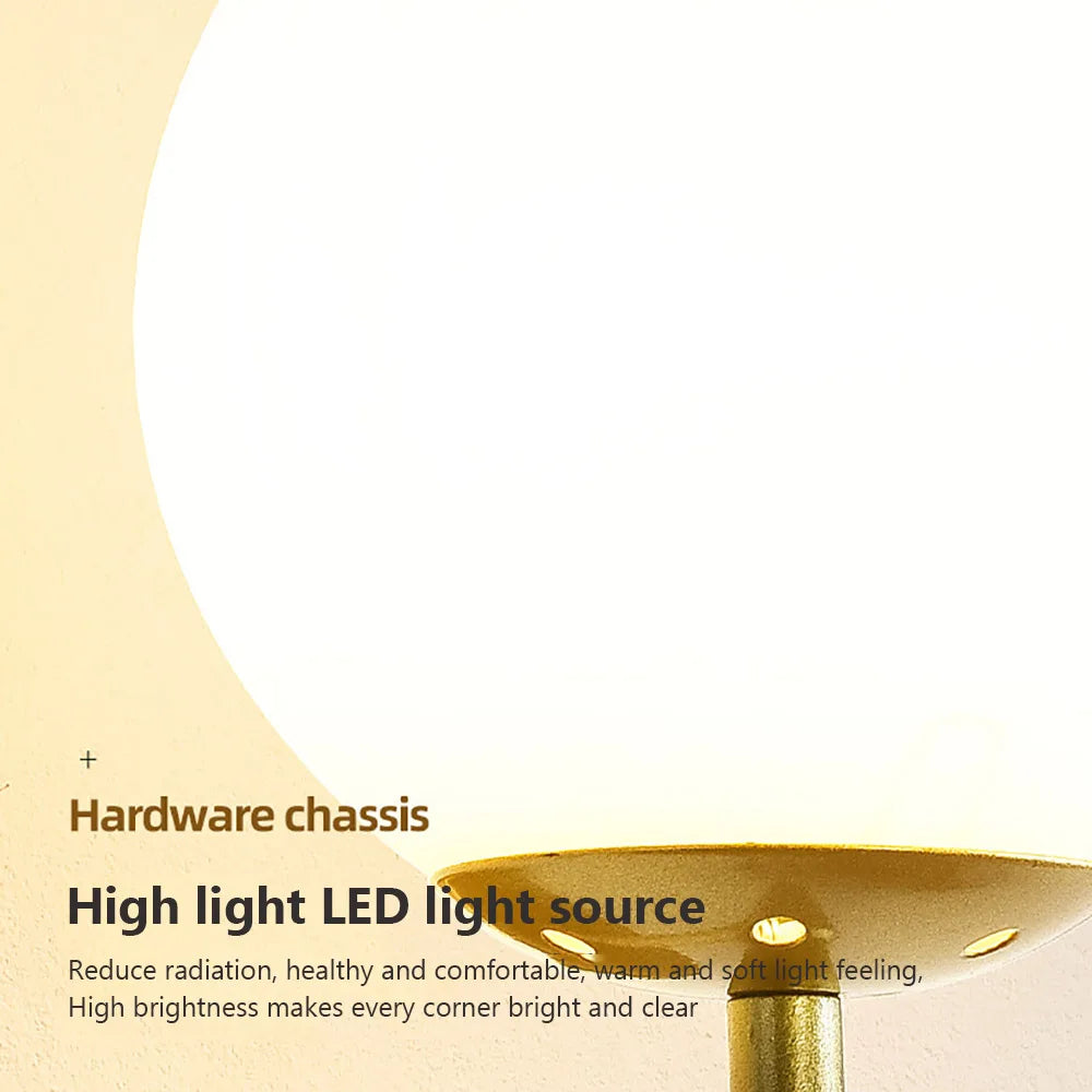 DecorBites™ Glass Shade Gold Wall Lamp Bedroom Bedside Spherical Aisle Light