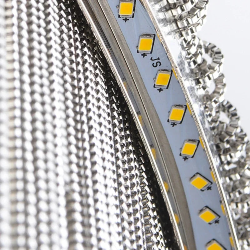 DecorBites™ LED Aluminum Tassel Chandelier: Modern Waterfall Pendant Light for Living Room, Hotel, Hall