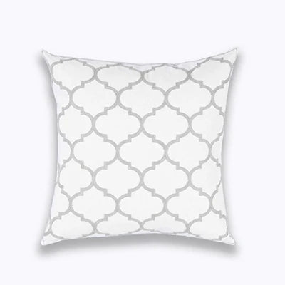 DecorBites™ Geometric Embroidered Cushion Cover Light Grey Cotton 45x45cm