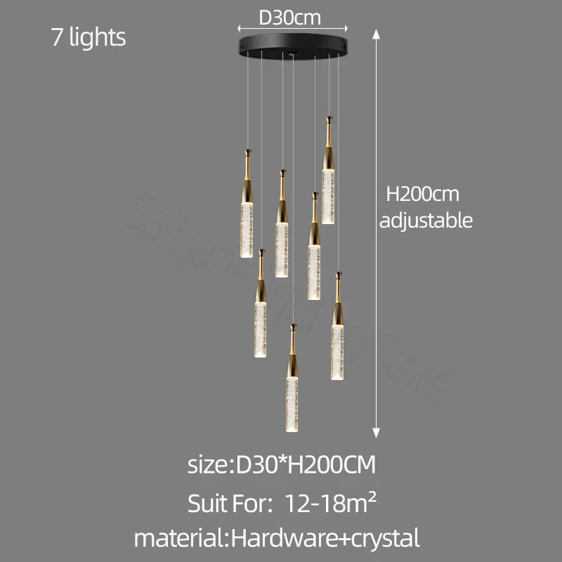 DecorBites™ Crystal Chandelier: Modern Luxury Spiral Staircase Living Room & Bedroom Lighting