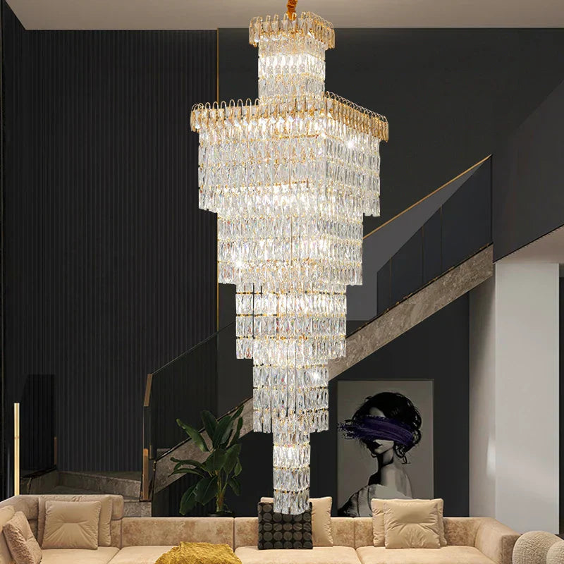 DecorBites™ Crystal Luxe Living Room Chandelier - Modern & Elegant Hall Staircase Lighting