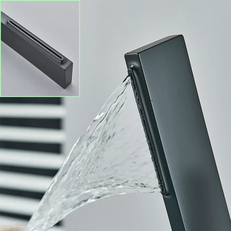 DecorBites™ Brass Waterfall Basin Faucet Hot/Cold Mixer Taps Single Handle Bathroom Sink