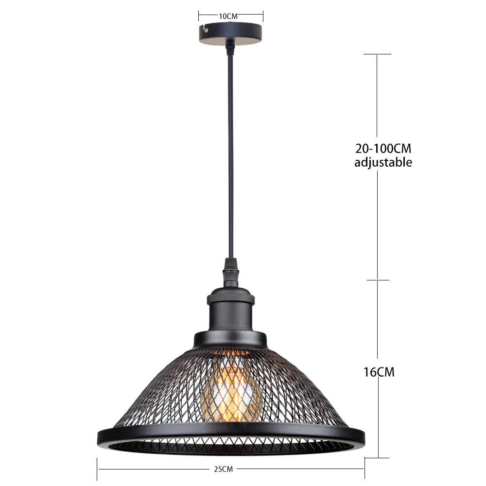 DecorBites™ Black Industrial Cage Pendant Light for Kitchen Island Dining Room