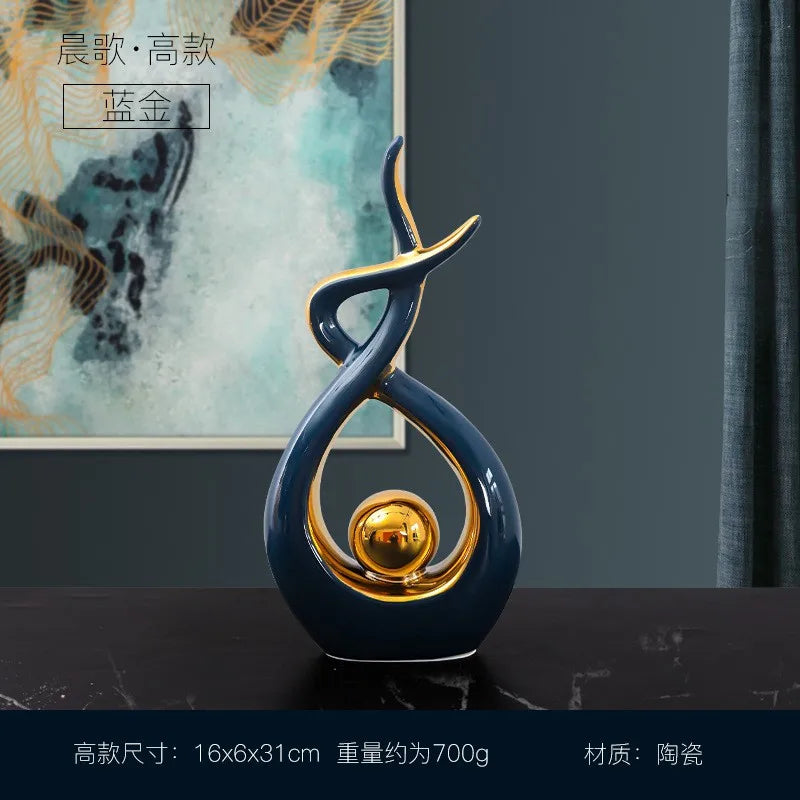 DecorBites™ Ceramic Abstract Figurine Set for Elegant Home and Office Decor