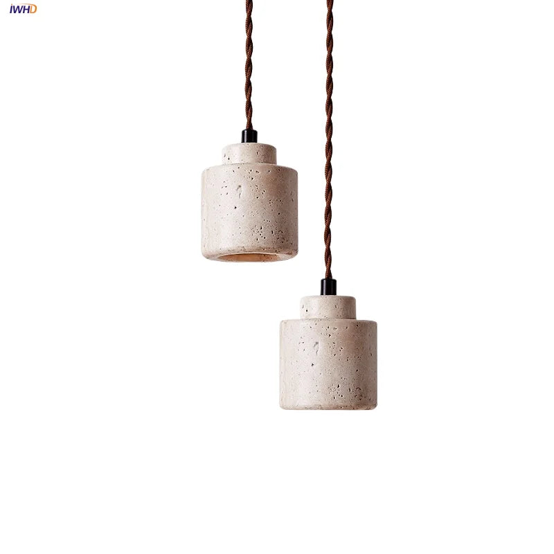 DecorBites™ LED Hanging Light Fixture Yellow Travertine Nordic Wire Adjustable Pendant Lamp