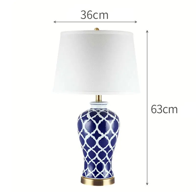 DecorBites™ Blue Ceramic Bedside Table Lamp
