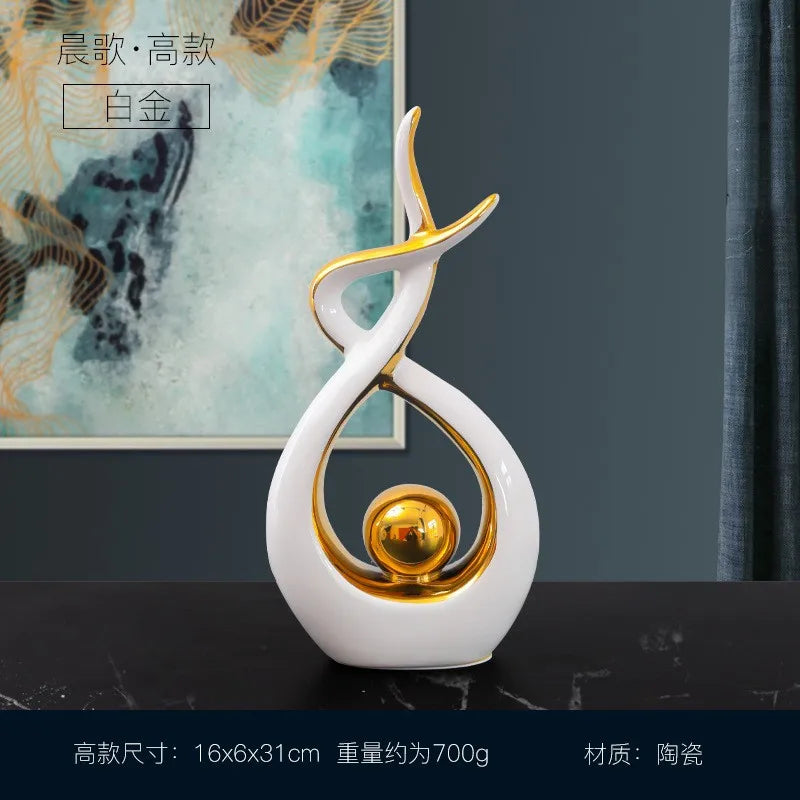DecorBites™ Ceramic Abstract Figurine Set for Elegant Home and Office Decor