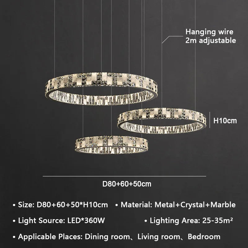 DecorBites™ Crystal Lustre Circle Chandelier LED Lights - Modern Luxury Minimalism décor