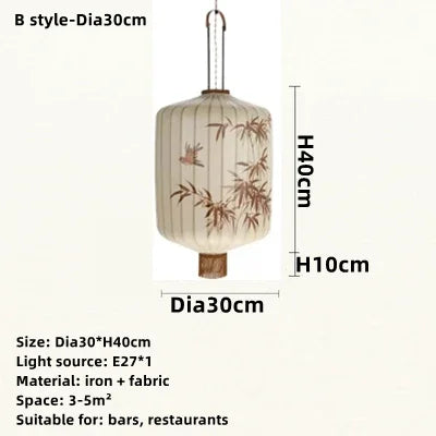 DecorBites™ Bamboo Lantern Pendant: Handmade Fabric Shade for Elegant Hotel and Restaurant Lighting