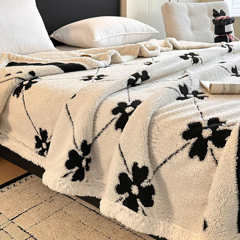 DecorBites™ Double-Layer Jacquard Lamb Wool Blanket - Cozy Sofa Throw for Winter Home Comfort