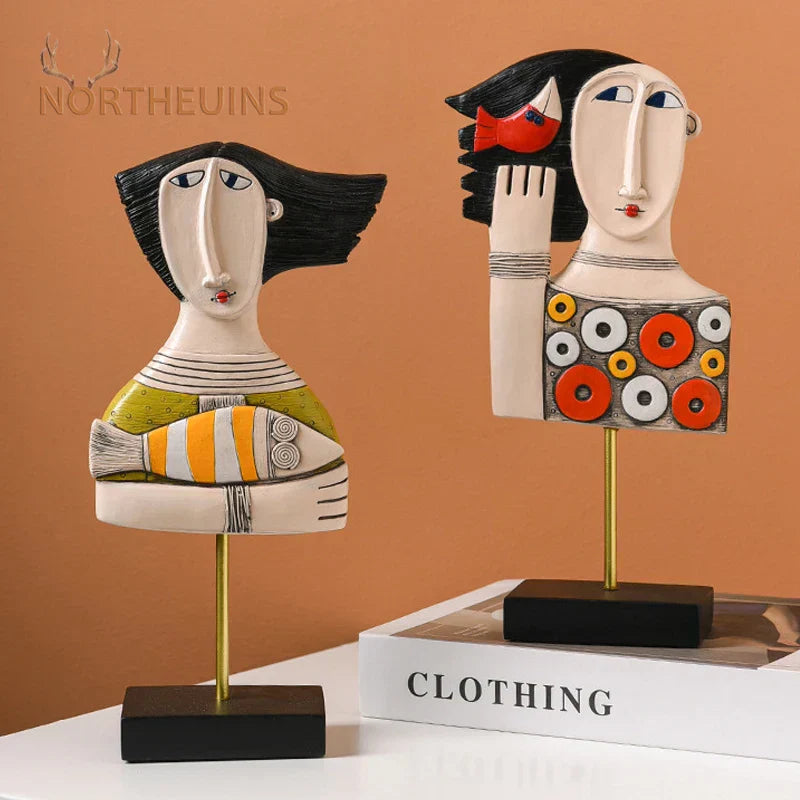 DecorBites™ Abstract Face Resin Art Ornament Figure Statues for Home and Office Decor