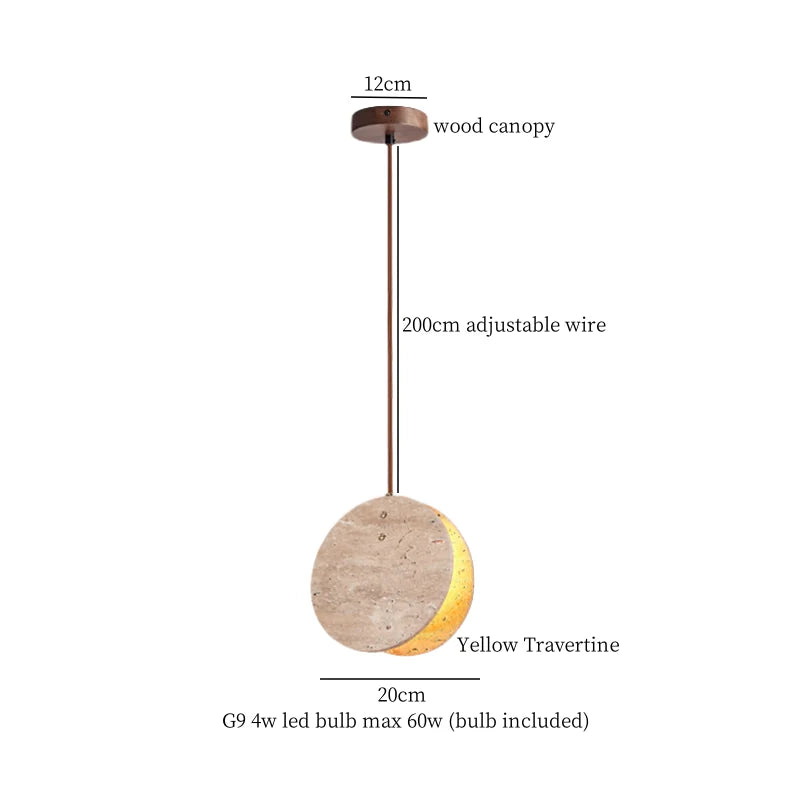 DecorBites™ LED Hanging Lamps Yellow Travertine Pendant Lighting for Bedroom Living Dining Room
