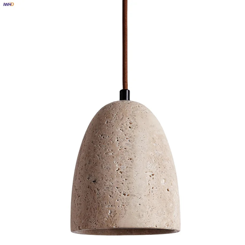 DecorBites™ LED Pendant Lamp Yellow Travertine Japanese Style Adjustable Hanging Light
