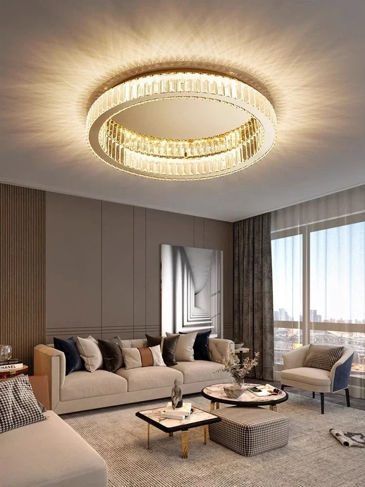 DecorBites™ Crystal Circle LED Ceiling Chandelier for Modern Living Spaces