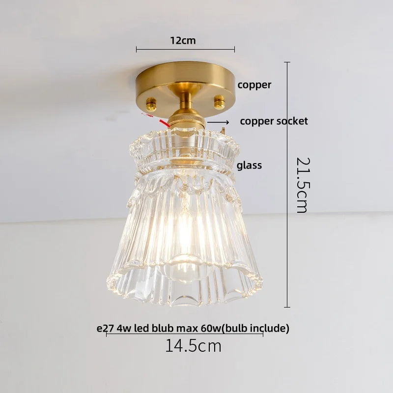 DecorBites™ Glass Grid LED Ceiling Lamp: Luxury Crystal Nordic Copper Ceiling Lights