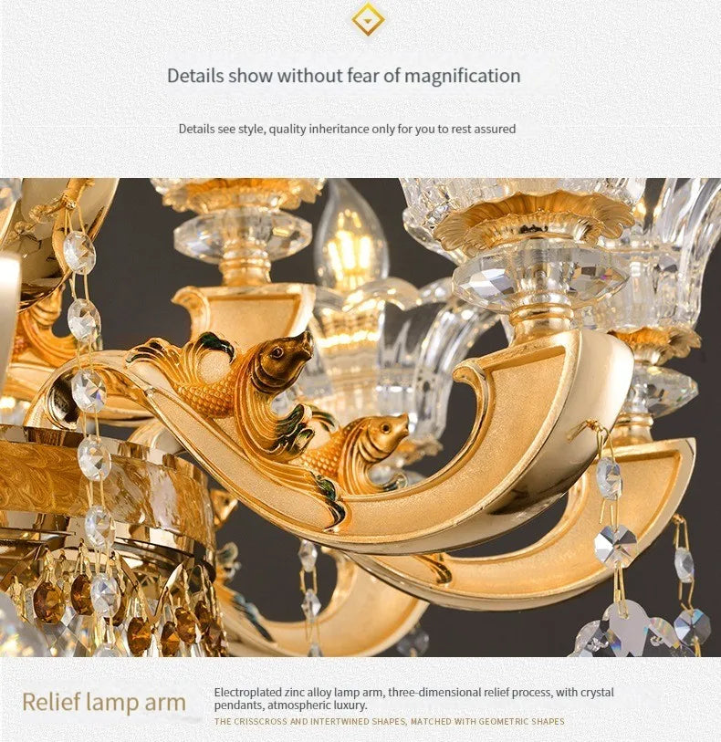 DecorBites™ Crystal Chandelier Ceiling Light for Living, Dining, and Bedroom