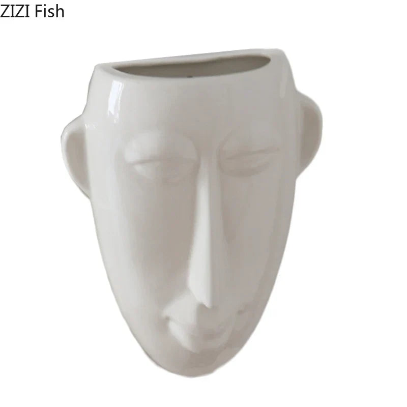 DecorBites™ Abstract Human Face Ceramic Vase Plant Pot Room Decoration