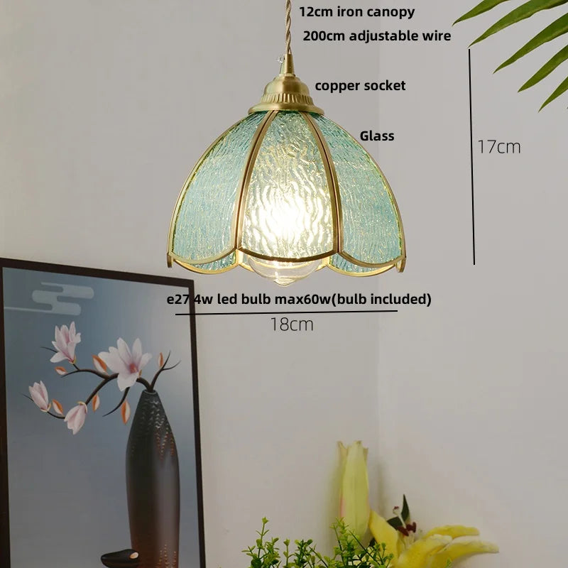 DecorBites™ Blue Glass LED Pendant Lamp: Nordic Modern Hanging Light.