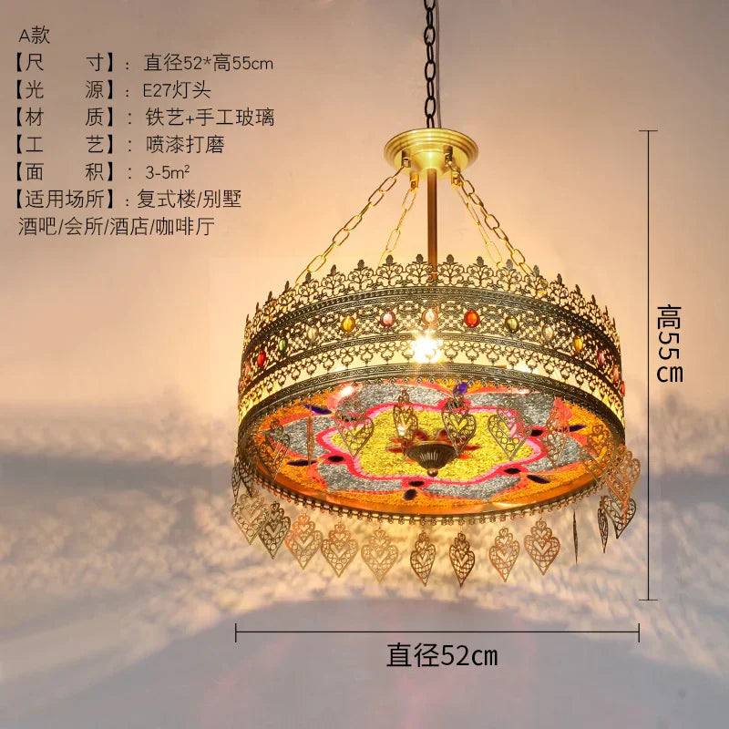 DecorBites™ Bohemian Exotic Stained Glass Pendant Lights LED E27 for Home Decor & Dining