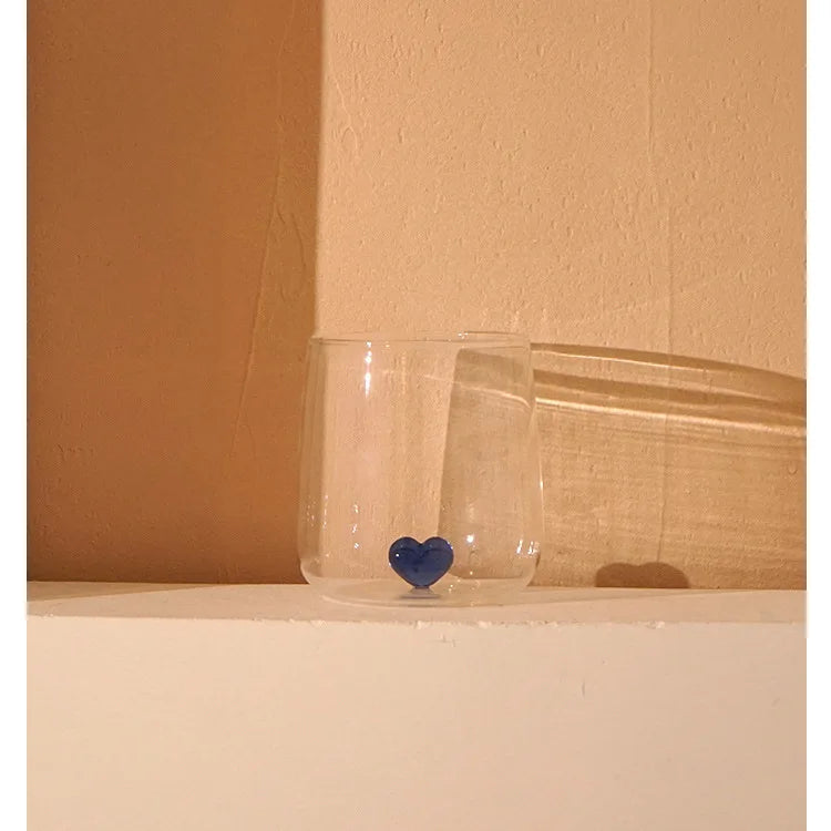 DecorBites™ 3D Heart Tumbler Mug: Red Blue Glassware Gift for Girls