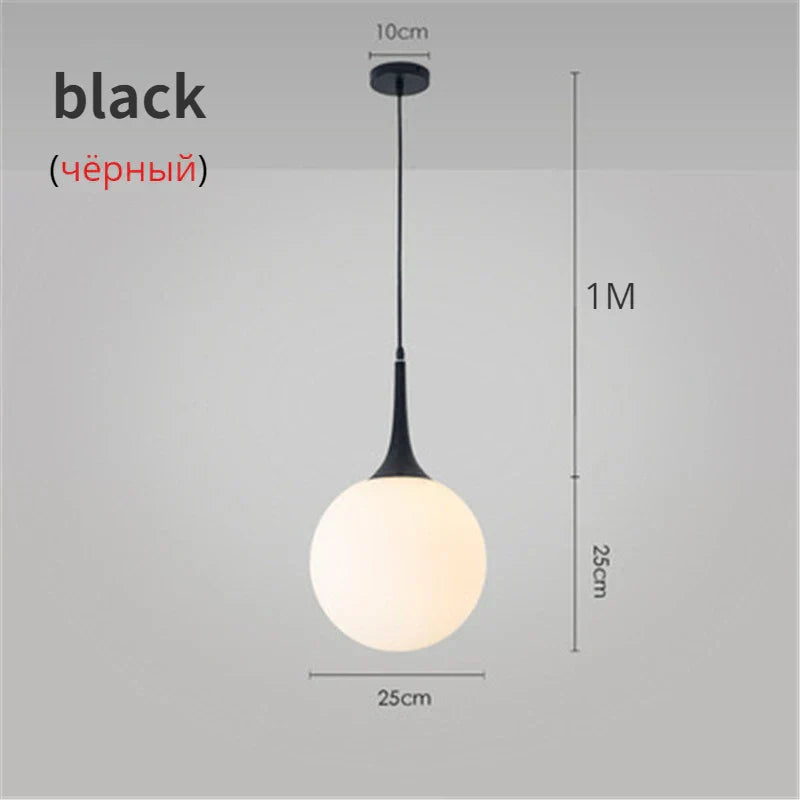 DecorBites™ Glass Ball LED Pendant Lights for Modern Living Room, Black/White Horn Fixtures