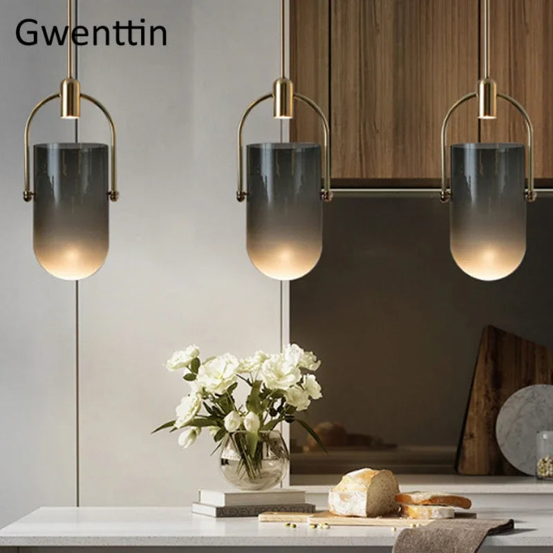 DecorBites™ Bucket Glass Pendant Lamp LED Modern Hanging Lights for Dining Room Kitchen Home Décor