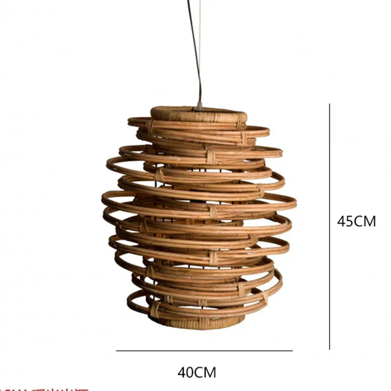 DecorBites™ Bamboo Birdnest Pendant Light for Dining Room, Handmade Wicker Lamp for Kitchen Bar & Living Room