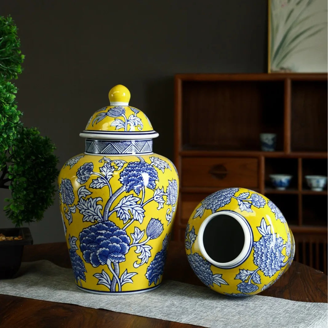 DecorBites™ Chinese Blue White Porcelain General's Jar Flower Vase Home Decoration