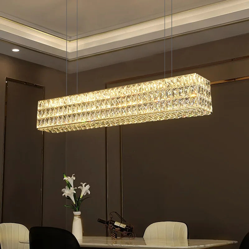 DecorBites™ Crystal LED Pendant Light: Luxury Steel Hanging Lamp for Modern Foyer, Dining Room
