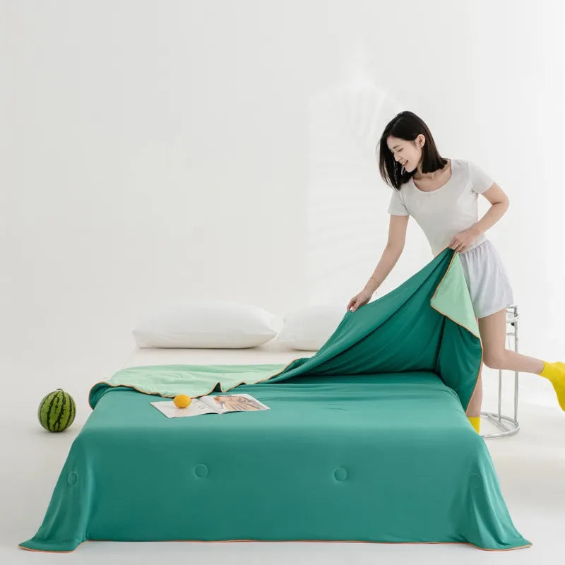 DecorBites™ Cool Fibre Summer Quilt: Soft, Breathable & Machine Washable Light Blanket