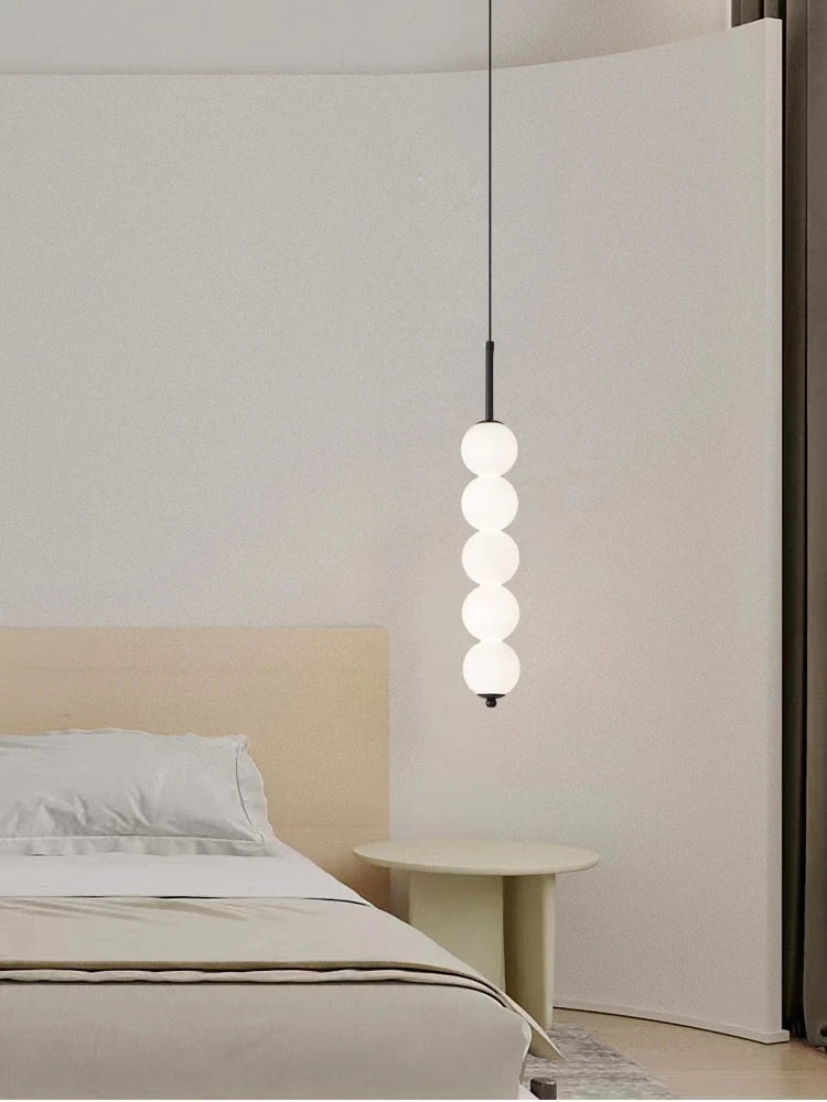 DecorBites™ LED White Pearl Glass Pendant Lights for Kitchen Bar Decor - Bubble Hanging Lamp